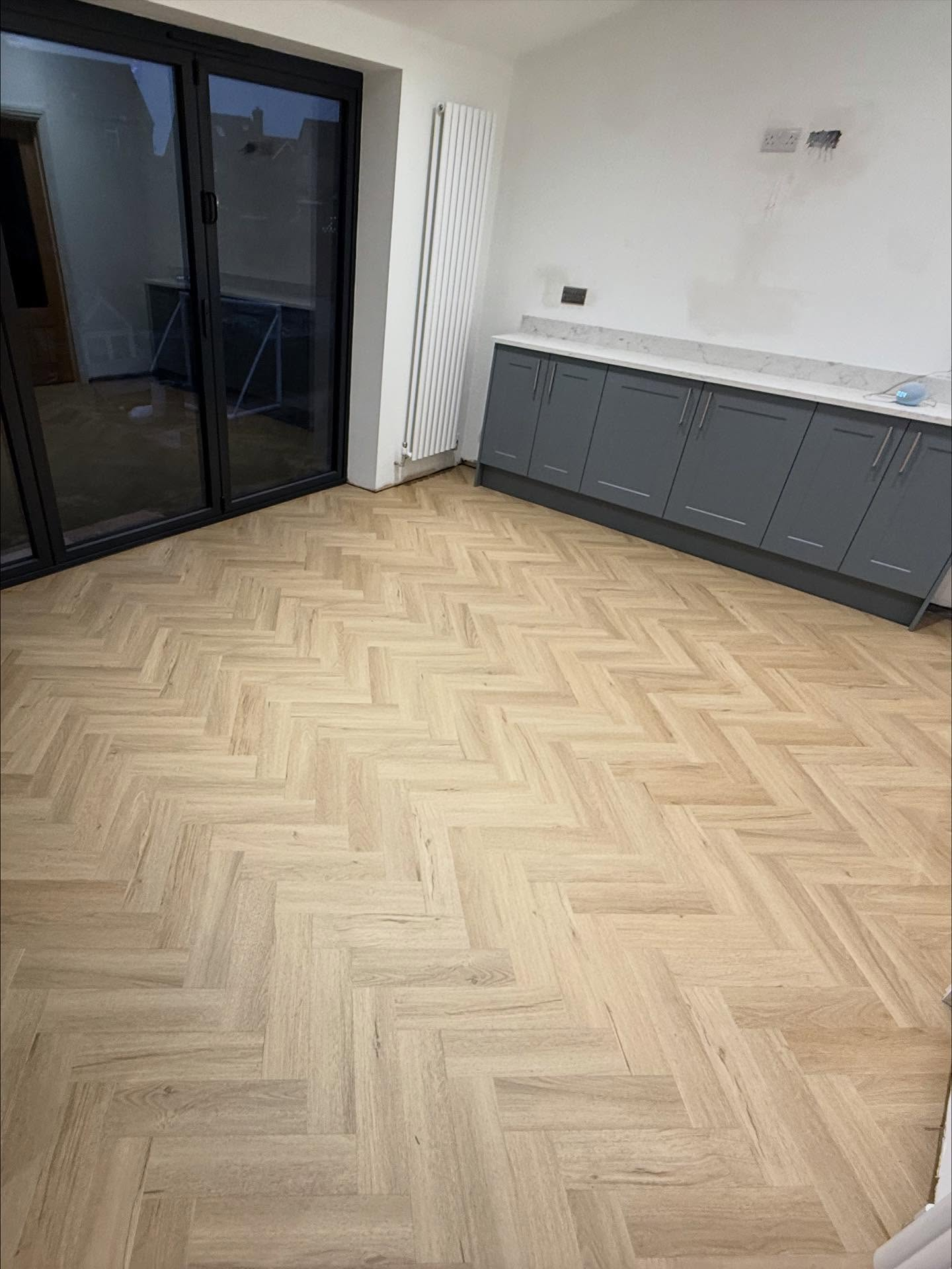 Herringbone LVT kitchen install